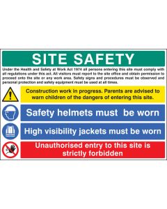 Site safety - construction work in progress Rigid Plastic 900x600
