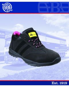 BOW945 - AMBLERS BLACK/PINK WOMENS SAFETY TRAINER