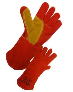 Red Welders Lined Leather Gauntlet Glove