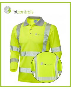 LONG SLEEVE HI VIS POLO BARRICANE WITH IBT LOGO LB & BACK 