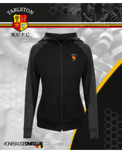 LADIES TRUFC BLACK/GREY ZIP HOODIE