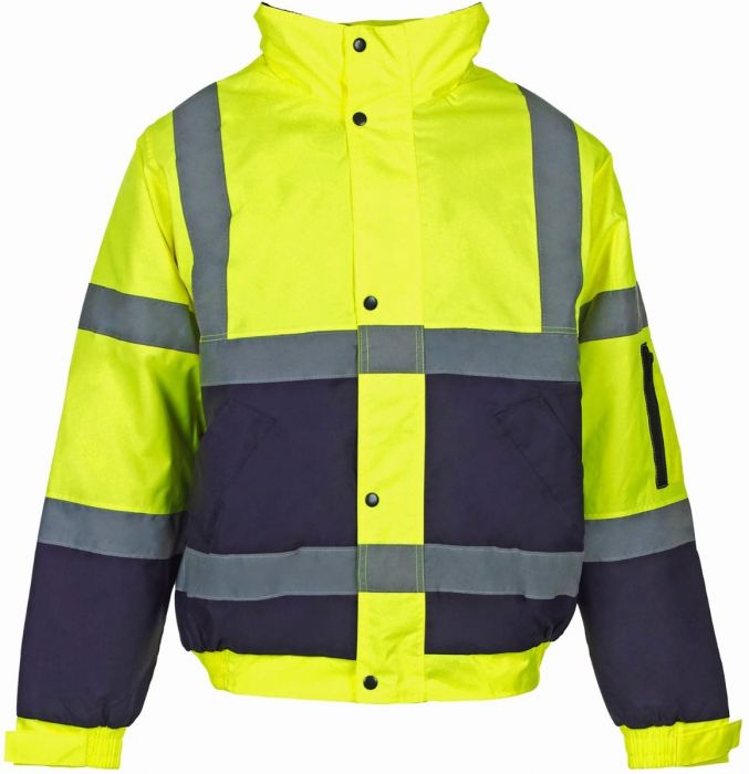 HI VIS BOMBER JACKET 2-TONE YELLOW/NAVY